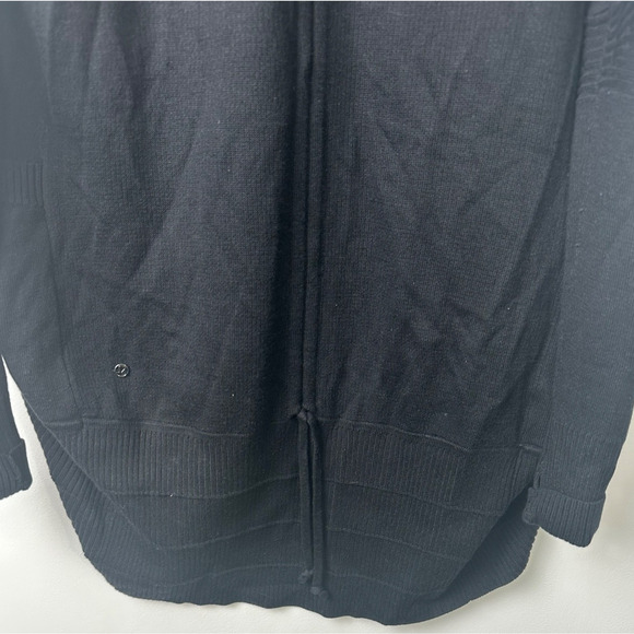 LULULEMON Black Transformation Open Front Wrap Cardigan Sweater Pockets M C8 - Picture 4 of 6